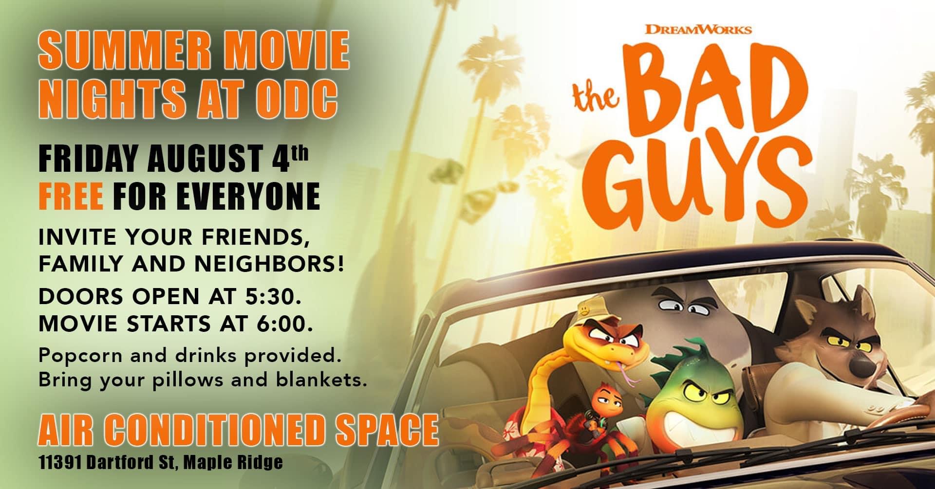 Movie night poster for "The Bad Guys" at open door church